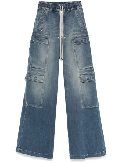 Rick Owens Drkshdw Blue Hollywood Double Jumbo Belas Denim Cargo Pants