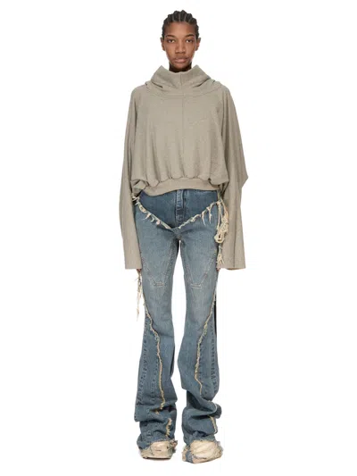 Rick Owens Drkshdw Cargo Pants With Drawstring Waist And Zip Details In Blue