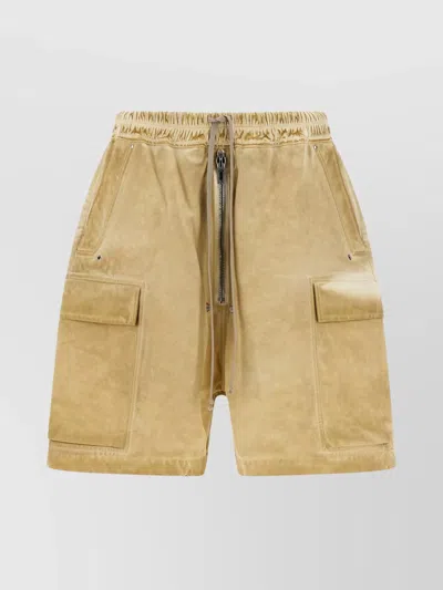 Rick Owens Drkshdw Cargo Pocket Bermuda Shorts In Beige