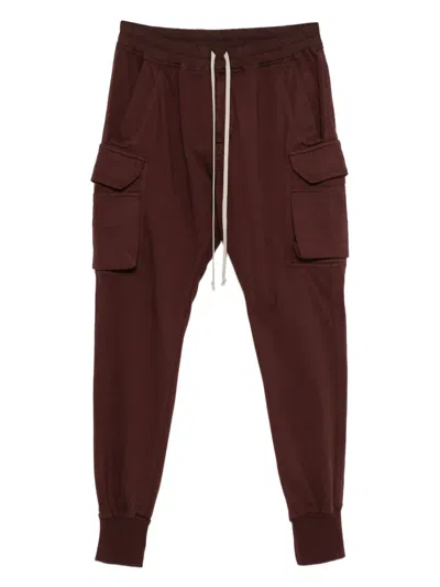 Rick Owens Drkshdw Cargo Pocket Drawstring Track Pants In Burgundy