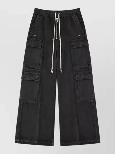 Rick Owens Drkshdw Double Cargo Jumbo Belas Wide-leg Cotton Jeans In Black
