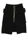 Rick Owens Drkshdw Cargo Fleece Knee-length Shorts With Ribbed Detailing In Black