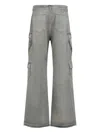 Rick Owens Drkshdw Wide Leg Cargo Style Denim Trousers In Gray