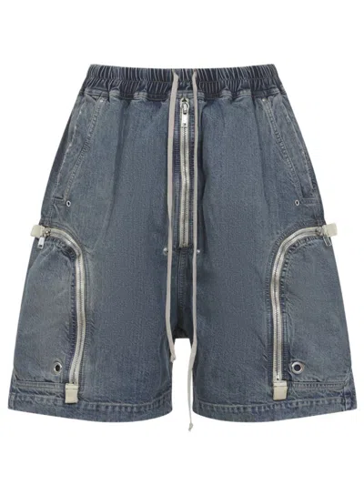Rick Owens Drkshdw Cargo Shorts In Blue