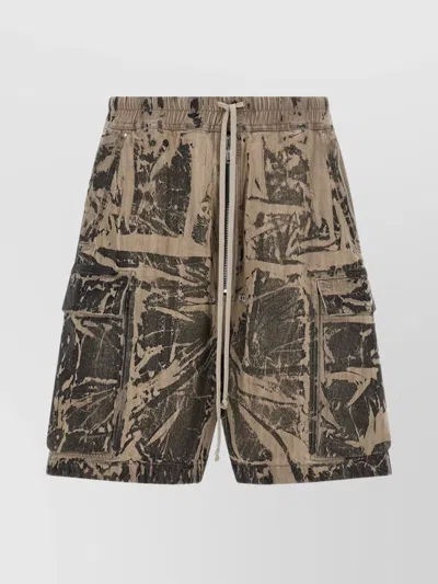 RICK OWENS DRKSHDW CARGO STYLE BERMUDA SHORTS ALL OVER PRINT