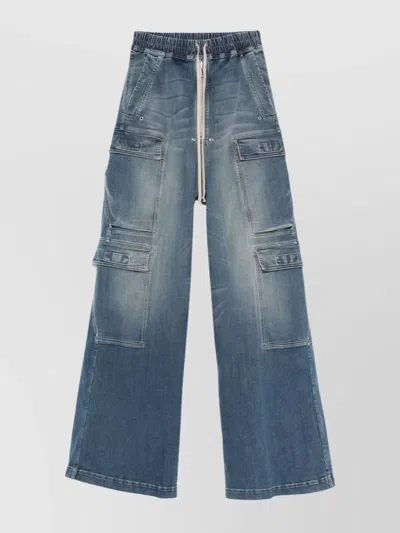 Rick Owens Drkshdw Blue Hollywood Double Jumbo Belas Denim Cargo Pants
