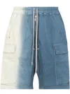 Rick Owens Drkshdw Drkshdw By Rick Owens Gradient Blue Bermuda Shorts With Drawstring Waist In Blue