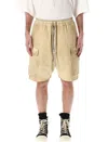 Rick Owens Drkshdw Beige Cargobela Shorts In Parchment