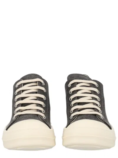 Rick Owens Drkshdw Charcoal Cotton Textured Upper Low-top Sneakers In Yellow