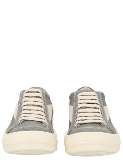 Rick Owens Drkshdw Charcoal Textured Cotton Low-top Sneakers In Multi