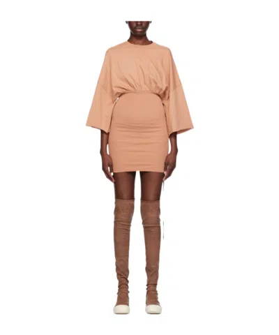Rick Owens Drkshdw Cinched Tommy Ruched Minidress In Pink