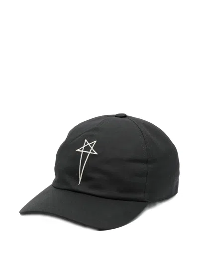 Rick Owens Drkshdw Classic Adjustable Baseball Cap With Star Detail In Black