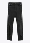 Rick Owens Drkshdw Coated Bolan Banana Jeans With Zippers In Black