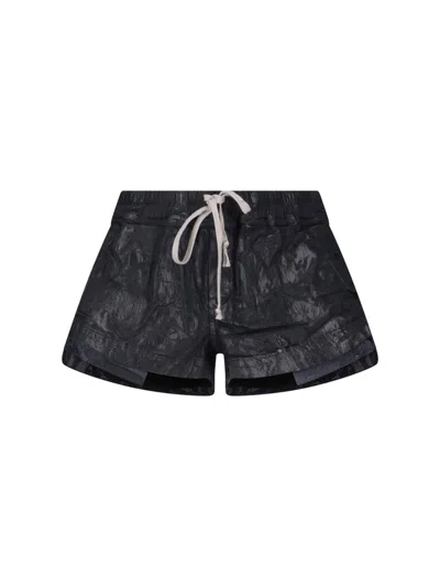 Rick Owens Drkshdw Coated Fabric Shorts In Black