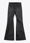 Rick Owens Drkshdw Coated Flared-leg Jeans In Black