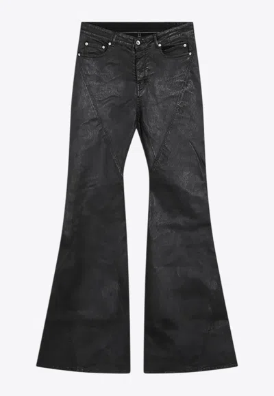 Rick Owens Drkshdw Coated Flared-leg Jeans In Black