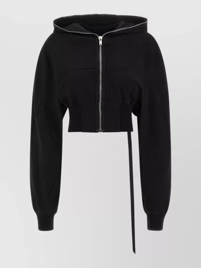 Rick Owens Drkshdw Collage Gimp Cropped Hooded Sweatshirt Jacket In Black