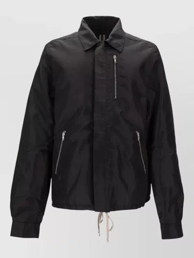 Rick Owens Drkshdw Collared Zipfront Jacket Drawstring Hem In Black
