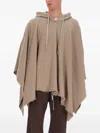 Rick Owens Drkshdw Asymmetric Hem Hooded Coat Drawstring Detail In Brown