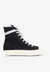 Rick Owens Drkshdw High-top Round Toe Rubber Sole Sneakers In Black