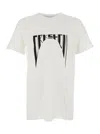 Rick Owens Drkshdw White Crewneck T-shirt With Logo Print On The Front In Cotton Man In White