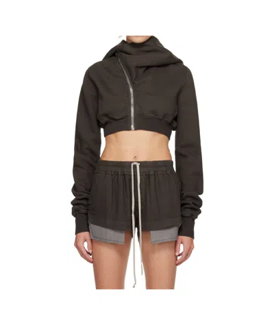 Rick Owens Drkshdw Concordians Micro Mountain Hoodie In Gray