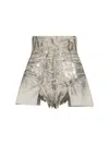 Rick Owens Drkshdw High Waist Metallic Finish Frayed Hem Shorts In Multi