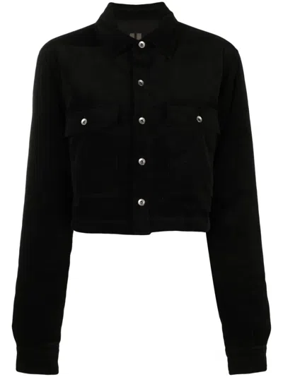 Rick Owens Drkshdw Corduroy Cropped Jacket In Black