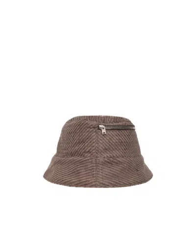 Rick Owens Drkshdw Corduroy Zipped Bucket Hat In Brown