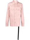 Rick Owens Drkshdw Cotton-blend Long-sleeved Overshirt In Pink