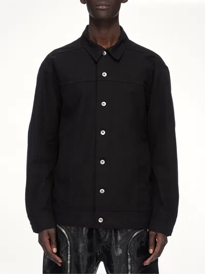 Rick Owens Drkshdw Cotton Canvas Jumbo Worker Denim Jacket In Black