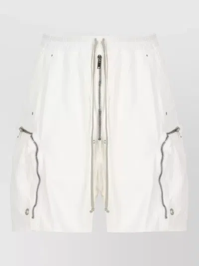 Rick Owens Drkshdw Cotton Bermuda Shorts Cargo Pockets Eyelets In White