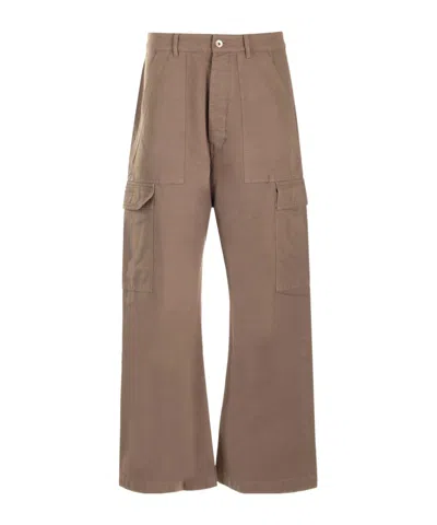 Rick Owens Drkshdw Cotton Cargo Trousers In Brown