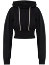 Rick Owens Drkshdw Cropped Hoodie With Drawstring And Hood In Black