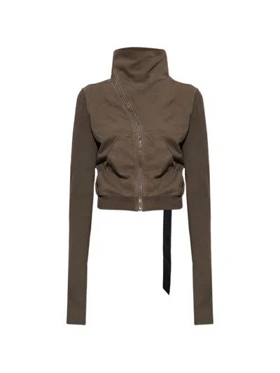 Rick Owens Drkshdw Cotton High-neck Sweatshirt In Brown
