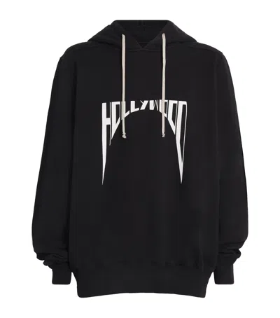 Rick Owens Drkshdw Cotton Hollywood Hoodie In Black Pearl Print