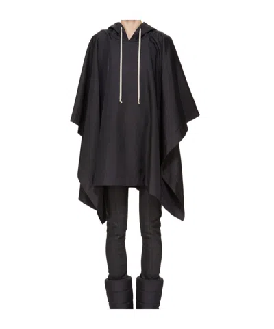 Rick Owens Drkshdw Cotton Hooded Cape In Black
