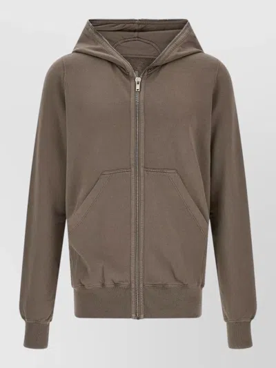 Rick Owens Drkshdw Cotton Hooded Zip Jacket In Brown