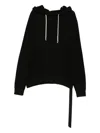 Rick Owens Drkshdw Drawstring Hood Sweatshirt Ribbed Cuffs In Black