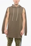 Rick Owens Drkshdw Cotton Hoodie With Cut-outs And Raw-cut Hem