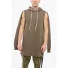 Rick Owens Drkshdw Cotton Hoodie With Cut-outs And Raw-cut Hem In Green