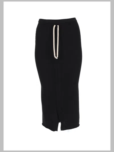 Rick Owens Drkshdw Cotton Midi Skirt In Black