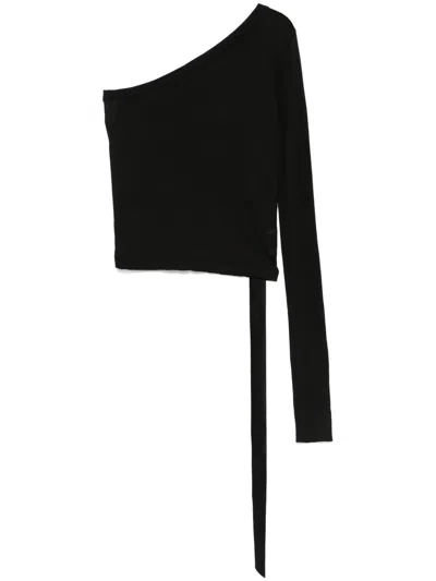 Rick Owens Drkshdw Cotton One-shoulder Top In Black