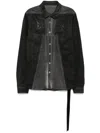 Rick Owens Drkshdw 'splintered' Grey Shirt With Classic Collar And Faded Effect In Black