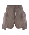 Rick Owens Drkshdw Cotton Shorts In Brown