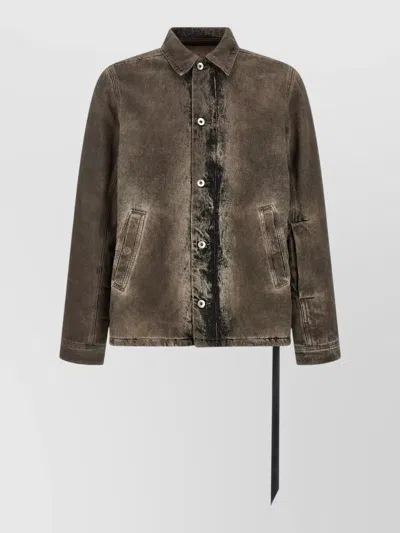 Rick Owens Drkshdw Vintage-inspired Grey Cotton Sports Jacket In Brown