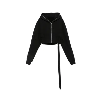 Rick Owens Drkshdw Cotton Stretch Jersey Cropped Hooded Jacket In Brown