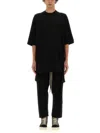 Rick Owens Drkshdw 'jumbo' Black Crewneck T-shirt With Oversized Band In Cotton Man In Black