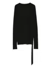 Rick Owens Drkshdw Long Sleeve Ribbed Top With Asymmetric Detail In Black