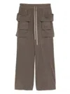 Rick Owens Drkshdw Gray Hollywood Creatch Wide Cargo Drawstring Pants In Brown
